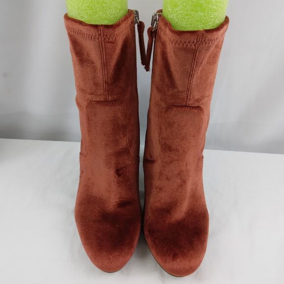Steve Madden Edit Velvet Ankle Boots Booties Rust Terracotta Womens 6.5 M - Picture 3 of 11